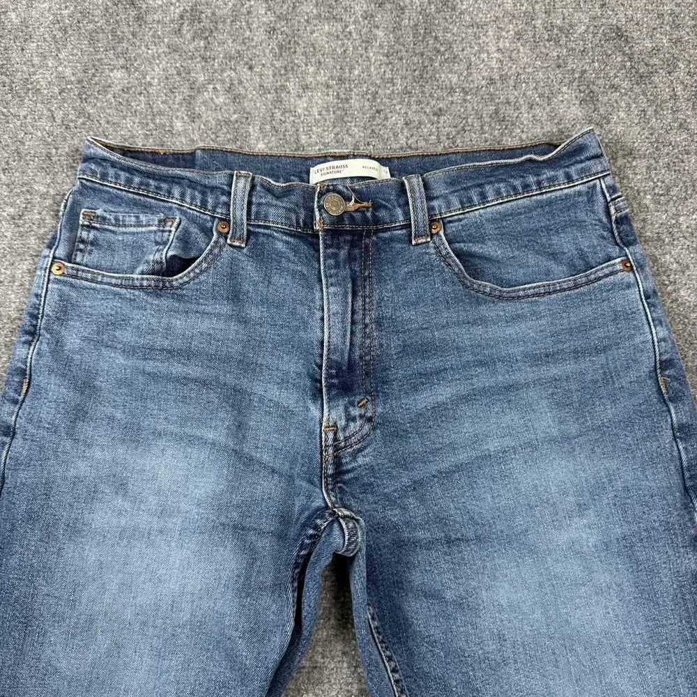 Levi Strauss Signature Relaxed Straight Fit Jeans Mens 33x30 Blue Stretch Denim